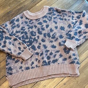 Aerie Pink and Black Patterned Sweater